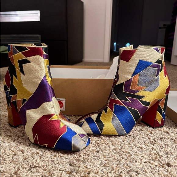 Christian Louboutin Hilconico 85 Tissu Geometrique/Nap Silk 42 - Picture 3 of 10